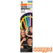 Wholesale - 8"GLOW BRACELET-ORANGE-5/PKG, UPC: 721773721984